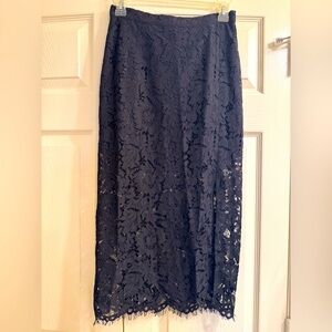 Chaser Blue Midi Pencil lace Skirt NWTs Size XS